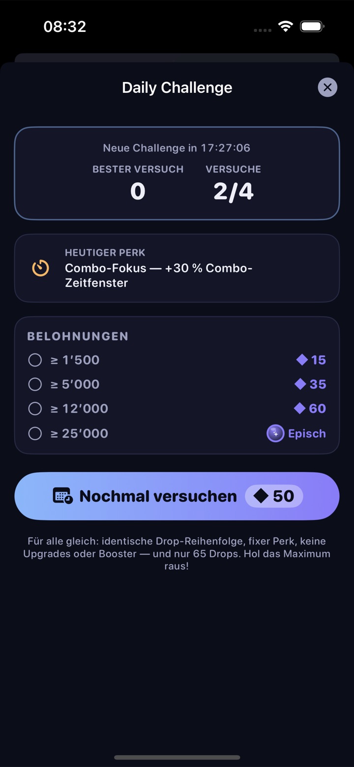 NOVA POP! daily challenge screen
