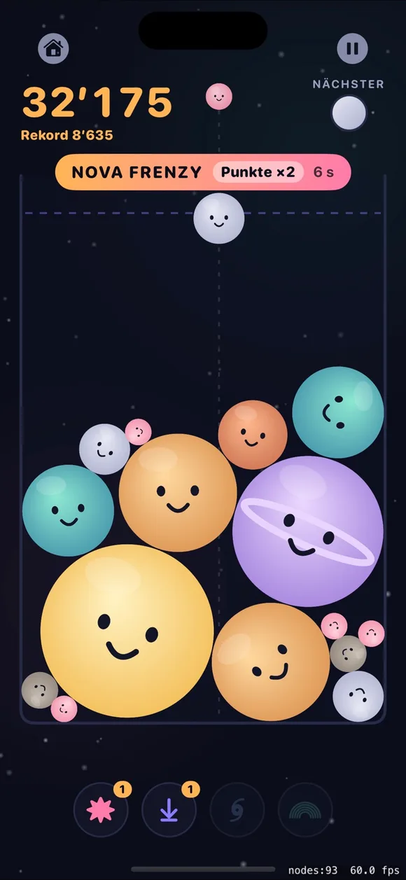 NOVA POP! merge puzzle: smiling planets fill the jar during Nova Frenzy